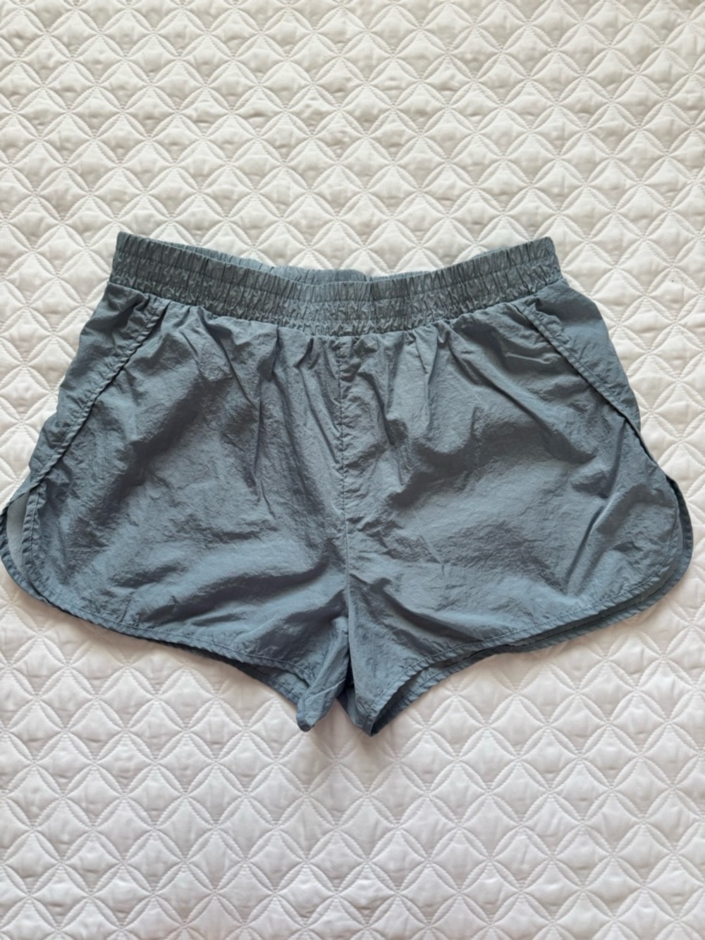 Aeropostale Women's Athletic High-Rise Windbreaker Shorts Slate Blue Gray Size M